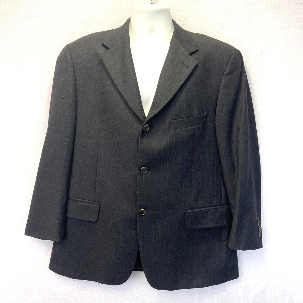 Grant Thomas Cashmere Wool Blazer Jacket‎ Mens 42 Gray Pinstripe Made in Italy